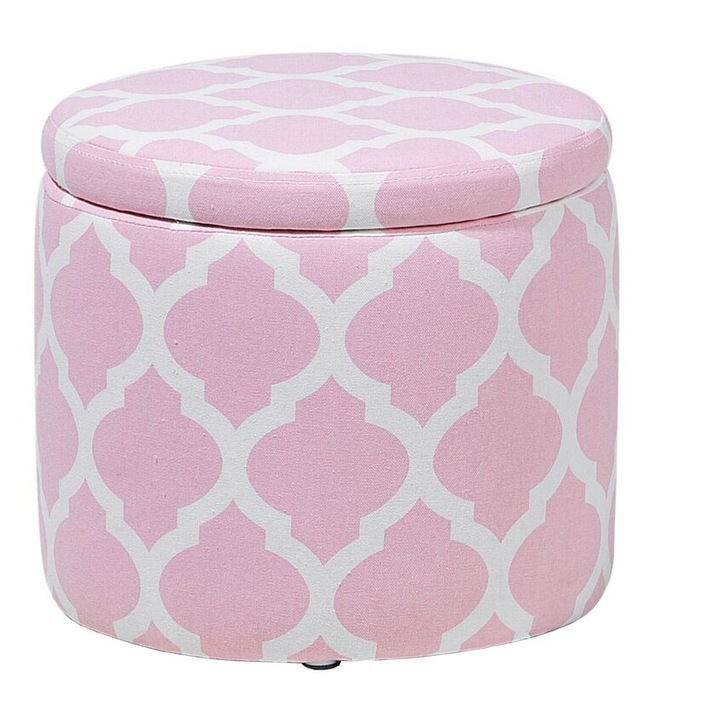 Taburet pouf roz si alb container Tunica