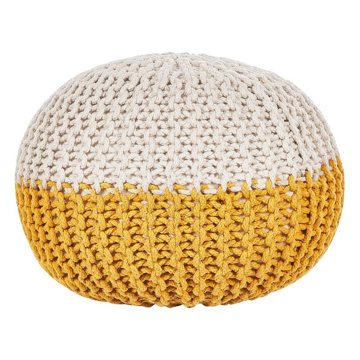 Puf din bumbac galben si bej 50 x 35 cm Conrad