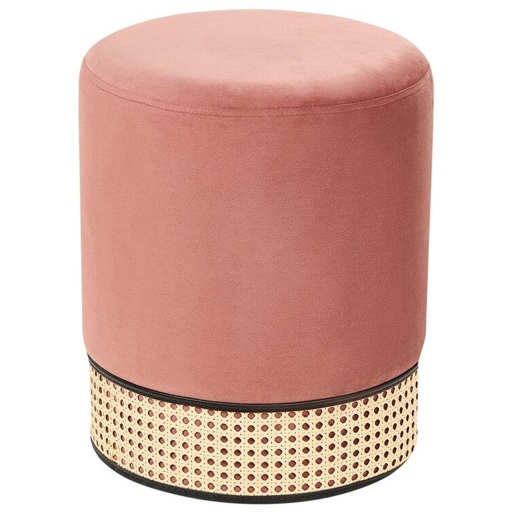 Pouf de depozitare din catifea roz Yankton