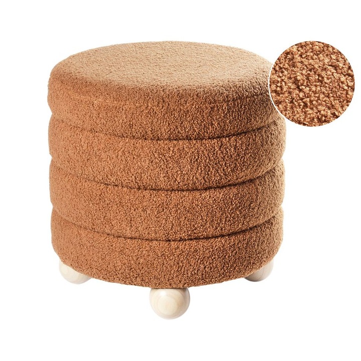 Pouf din tesatura boucle maro auriu Chilly