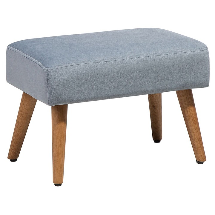 Canapea gri deschis si otoman din lemn deschis Takoma