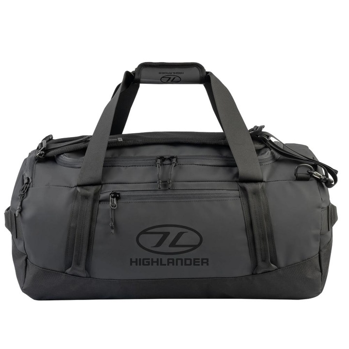 Hauler Duffel 45L Highlander utazótáska, poliészter, vízálló, 58x32x30cm, fekete