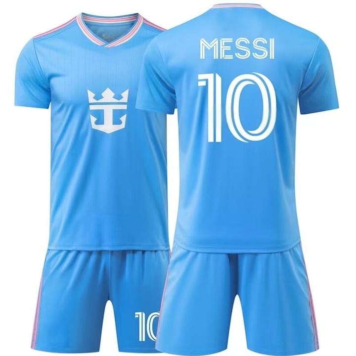 Детска спортна екипировка Футболна тениска Miami Messi №10, сезон 2025/2026, MzcrJosv®, полиестер, син, Син