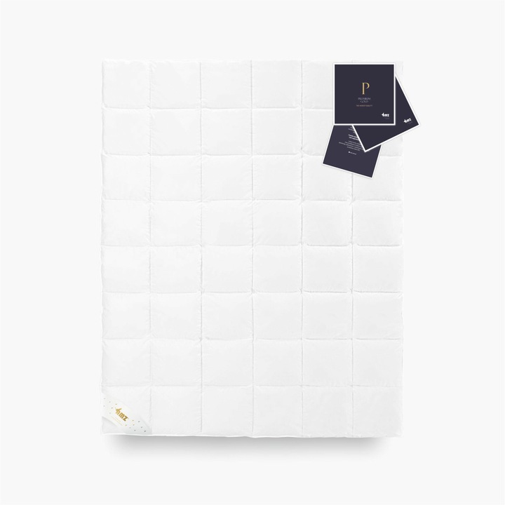 Pilota AMZ 135x200 cm, alb, umplutura 100% puf gasca, 430g, sezon cald