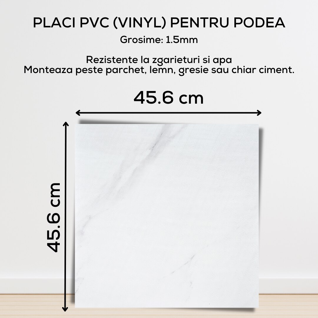 Set 24 x Placi PVC Podea Autoadezive Tip Marmura Tapetoo Home Decor ...