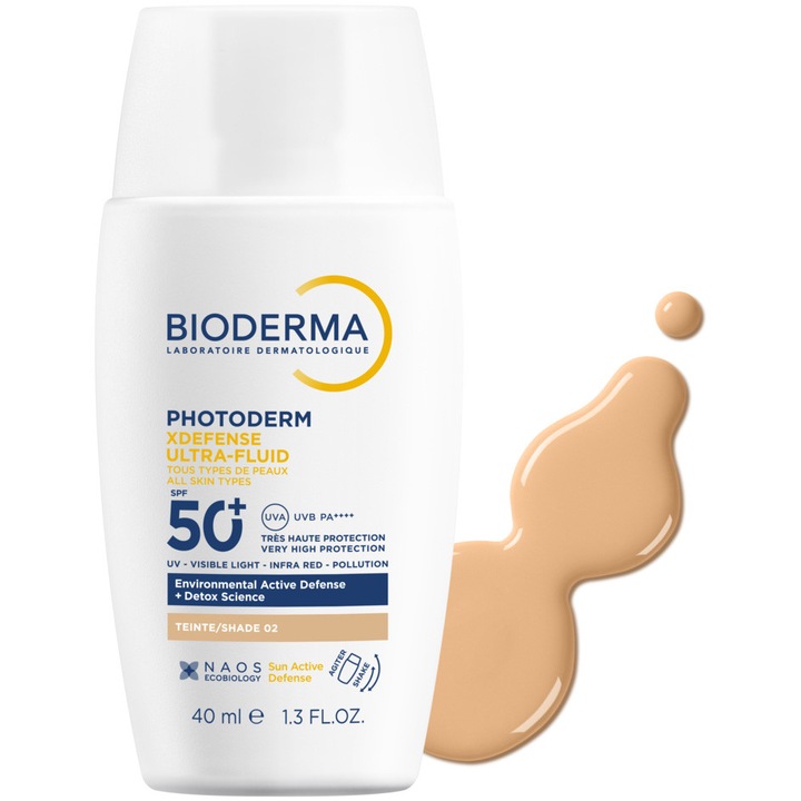 Bioderma Photoderm Xdefence fényvédő folyadék, Phototype 2, SPF 50, 40 ml