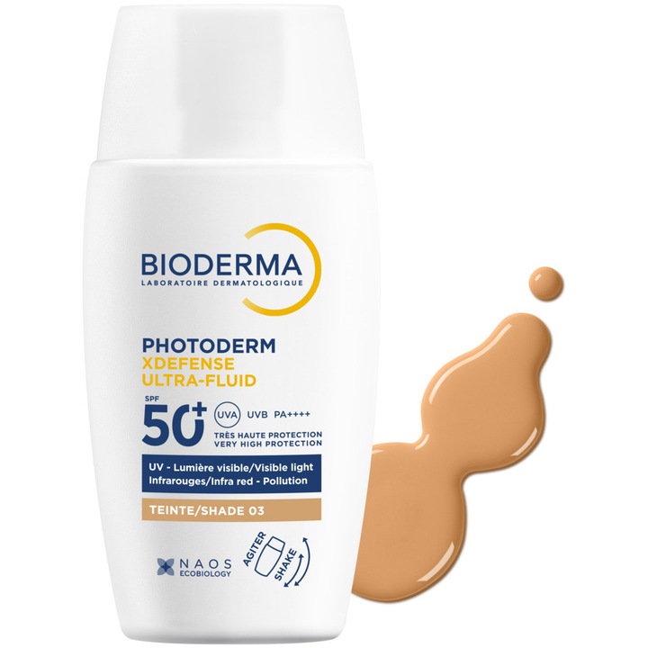 Bioderma Photoderm Xdefence fényvédő folyadék, Phototype 3, SPF 50, 40 ml