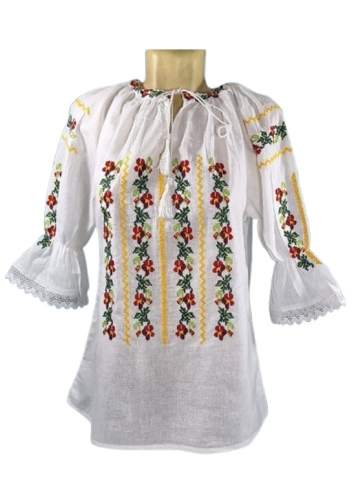 Ie Dama, Bumbac, Maneca 3/4, Model Traditional, Flori Multicolor