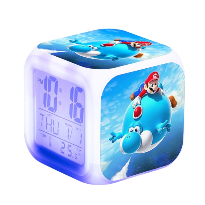 Ceas Cubic pentru Camera Copilului Mixbo, Multiple Functii, Lumini, Model 2