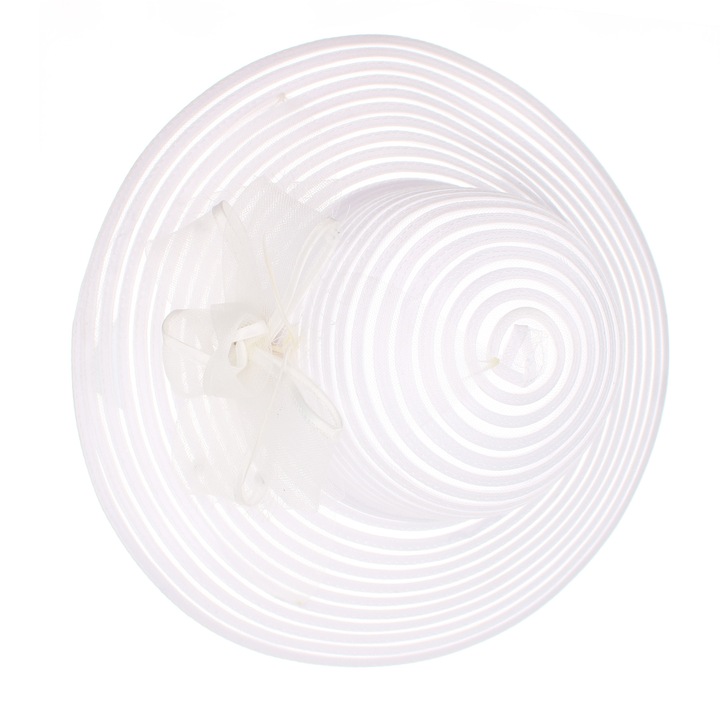 Дамска шапка, полиестер, Buticcochet, с райета, голяма периферия, One size, Бяла - PAL1652