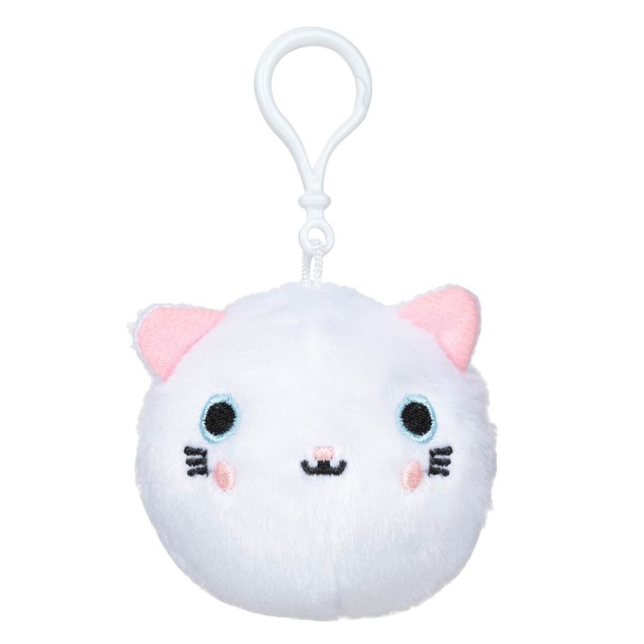 Breloc Squishy Pisica de Plus Alba 10x10cm
