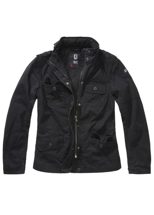 Jacheta de tranzitie pentru femei, Brandit, neagra, cu gluga ascunsa, 4 buzunare, material bumbac si poliester