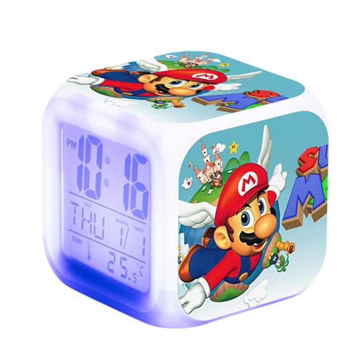 Ceas Cubic pentru Camera Copilului mixbo, Multiple Functii, Lumini, Model 7