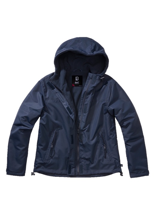 Geaca de vant pentru femei Brandit, bleumarin, material rezistent la apa, fermoar frontal, 100% poliester