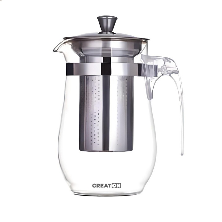 Ceainic Cu Infuzor Din Sticla Si Inox GREATON, 750ml, Design Elegant Si Functionalitate De Top