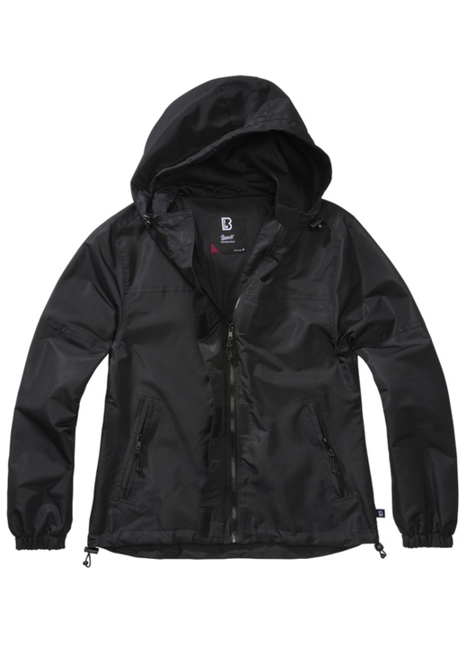 dama Brandit Summer Windbreaker, la apa si vant, neagra, material, Negru