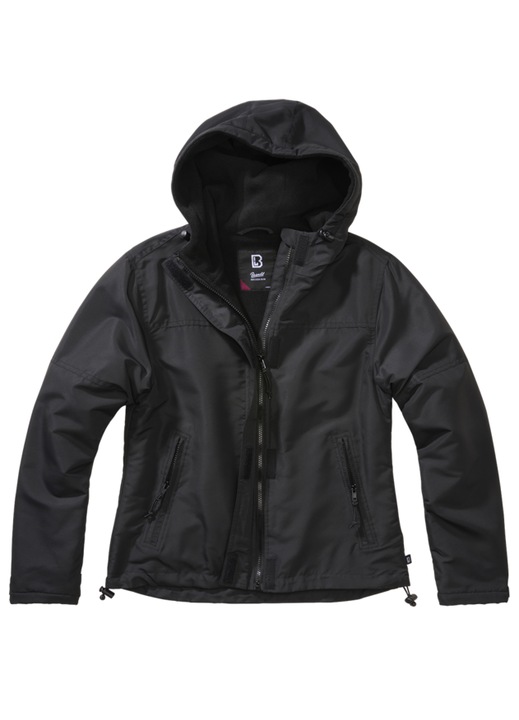 Jacheta de tranzitie Brandit Windbreaker, impermeabila, captusita cu fleece, neagra, material nylon