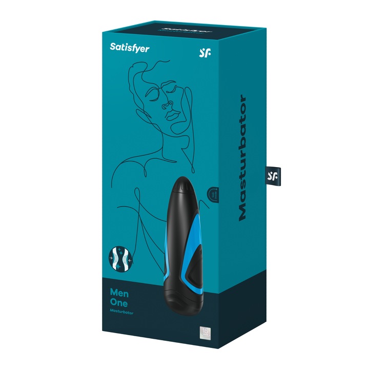 Satisfyer Maszurbátor férfiaknak, puha belsővel, innovatív rendszerrel az ingerlés intenzitásának beállítására, ergonomikus forma, modern elegáns dizájn, fekete