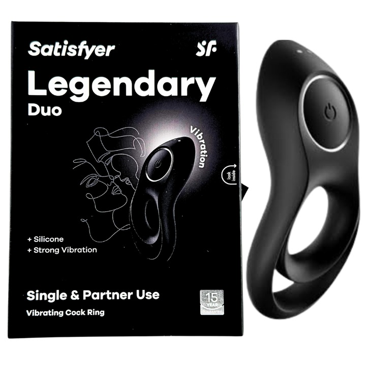Inel de erectie, Satisfyer, Duo legendar, Vibratii, Impermeabil, Diametru reglabil, 12 programe de vibratii, Usb, Placere intensa, Silicon