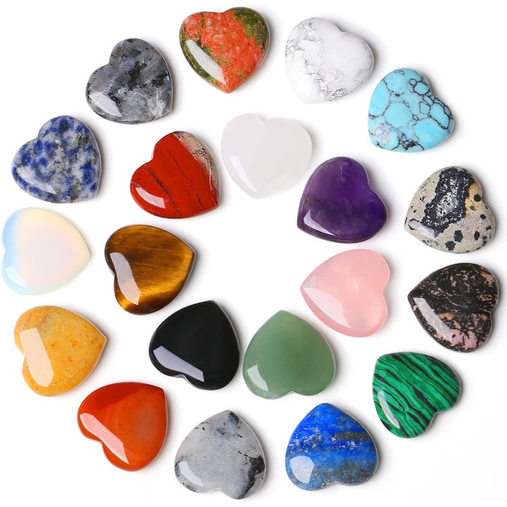 Set 20 Pietre Semipretioase decorative, Feicaeesa®, Multicolor, Echilibrare Chakra, Meditatie, 20x20x6mm