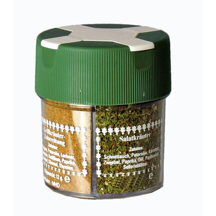 Dispenser condimente BasicNature 4 in 1, Herbes de Provence 15g, gratar 12g, salata 16g, Virginia 10g