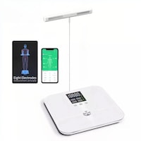 Cantar inteligent pentru analiza grasimii corporale (19 indicatori corporali) - 8 senzori electrozi, calcul IMC, monitorizare pana la 8 utilizatori, compatibil cu iOS/Android