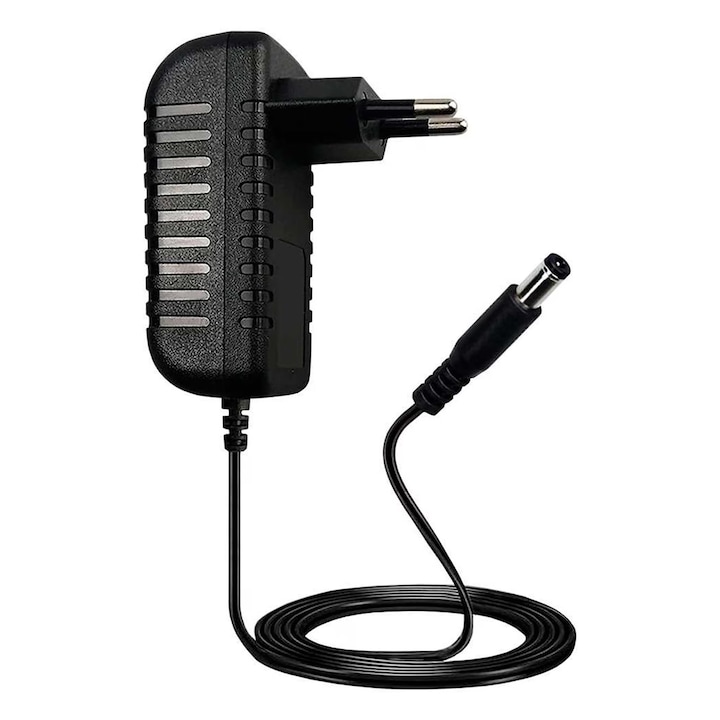 Hálózati adapter kábel dugóval, DC 2.5x5.5mm csatlakozó, AC 100-240V, DC12V, 2A, 1M kábelhossz, Fekete