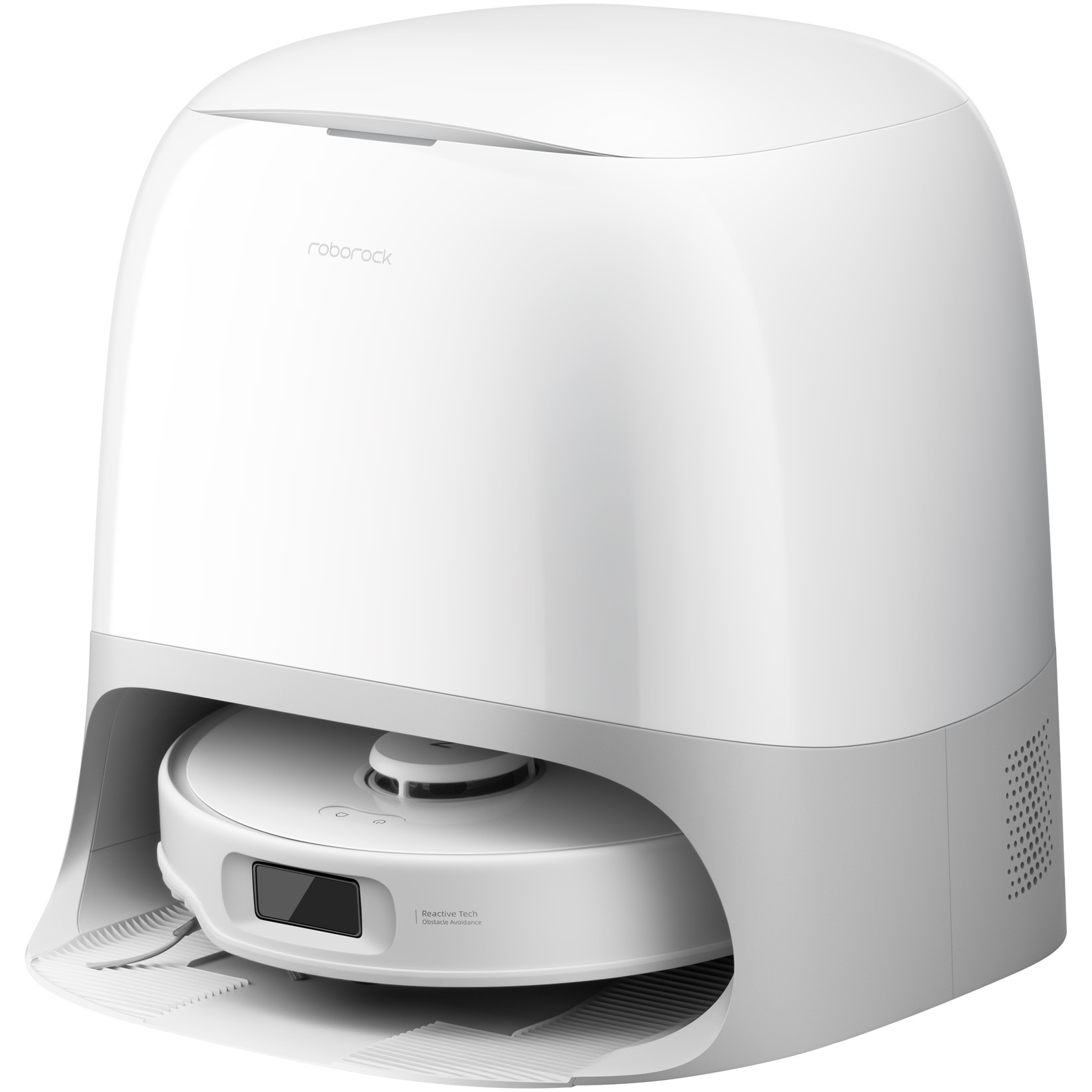 Robot de aspirare Roborock Qrevo Curv 5A1 QRCS02-00, 18500 PA, tehnologie HyperForce, mop FlexiArm 200rpm, AdaptiLift, sistem Dual Anti-Tangle, dock multifunctional 3.0, autocurata