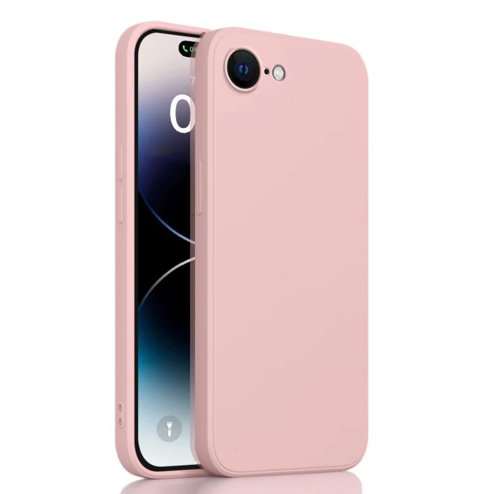 Husa Silicon TPU G-Tech Liquid, Compatibil cu Apple iPhone 16e, protectii camere, interior microfibra, Roz Deschis