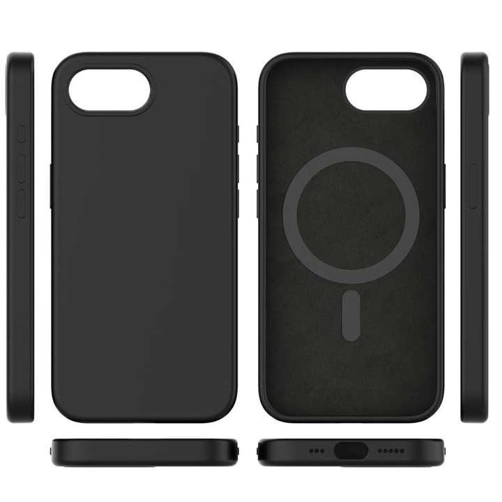 Husa MagSilicon Compatibil cu Apple Iphone 16e/SE 2025, compatibila cu incarcarea Magsafe, Negru