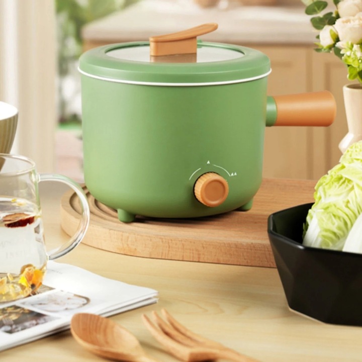 Oala electrica multifunctionala, neaderenta, 1.8L, 2 trepte, cu maner, inox ceramic, 24.5x17.5x17cm