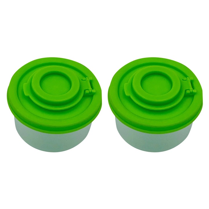 Set 2 recipiente condimente, plastic transparent, capac rosu, 7 gauri, 7x4cm