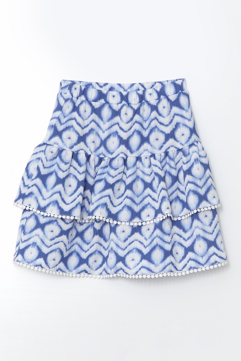 LC WAIKIKI, Fusta evazata cu model, Albastru royal/Albastru deschis