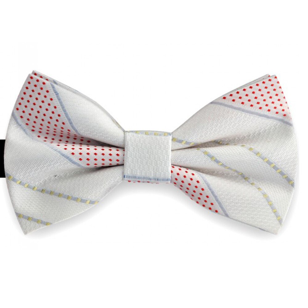 Papion alb, embosat, model picatele rosii