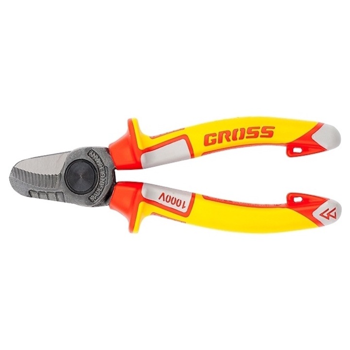 Ножица за рязане на кабел GROSS, 160 mm, изолирана дръжка до 1000 V, трикомпонентна дръжка