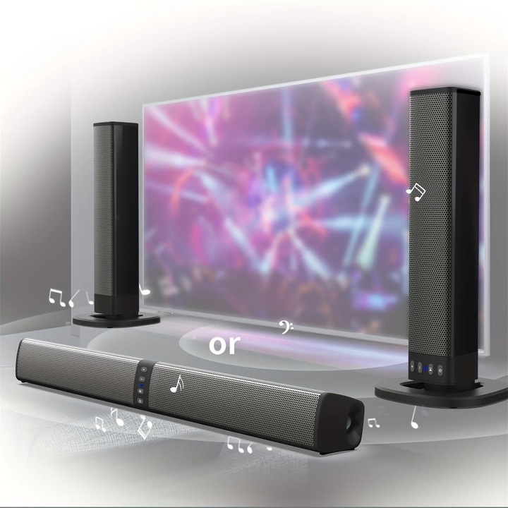 Boxa sunet TV YANYXR 20W, Bluetooth AUX, 49x5x5cm, negru