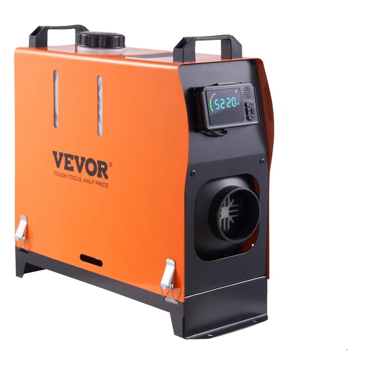 Dízel légfűtő 8KW 12V LCD vezérléssel, 5L tartálykapacitással, előmelegítő funkcióval, fekete