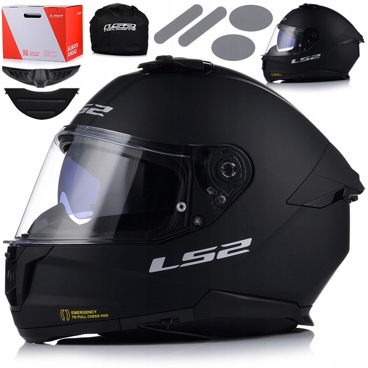 Casca moto cu ochelari integrati, LS2 FF808, Stream II, Negru mat, ECE 22.06, 3XL 65-66cm