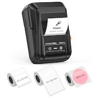 SUPVAN T50M Pro Imprimanta Termica Portabila – Pachet Avantajos cu 3 role etichete largi impermeabile, compatibila cu smartphone si PC (Windows/macOS), pentru casa, birou, bucatarie si scoala
