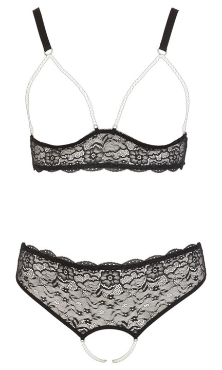 Szexi fehérnemű szett, Cottelli, poliamid, fekete, XL INTL