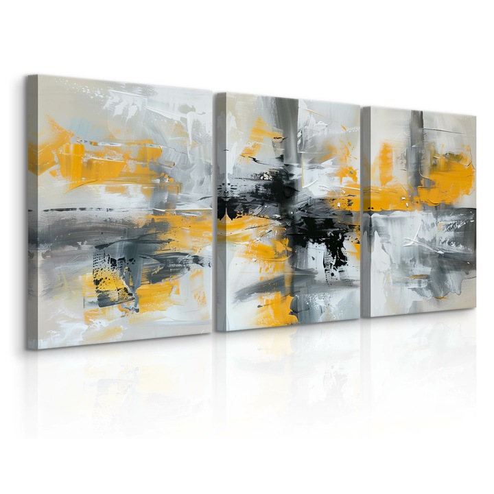Tablou Muralo, Set Imitatie abstracta 90 cm x 40 cm 3 X 30-40 vopsea stil modern