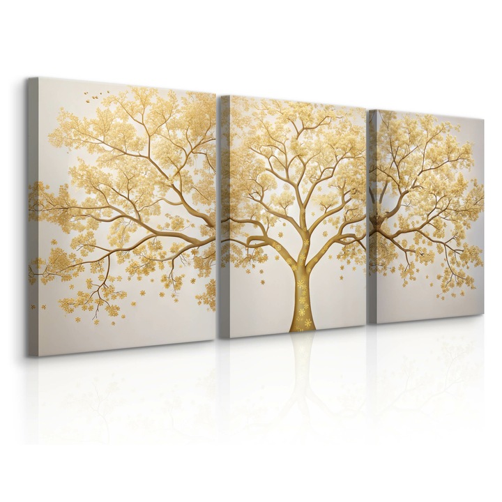 Muralo Painting, Комплект стил Златно дърво 90 cm x 40 cm 3 X 30-40 модерен абстракт