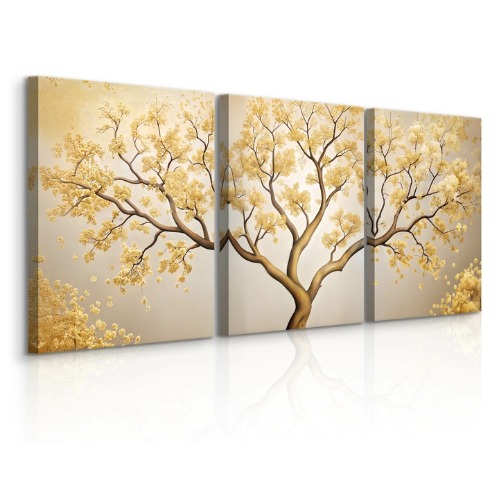 Tablou Muralo, Set Abstract Arborele Natura 90 cm x 40 cm 3 X 30-40 Natura