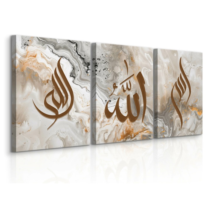 Tablou Muralo, Set Simboluri islamice in 90 cm x 40 cm 3 X 30-40 stil boho din marmura