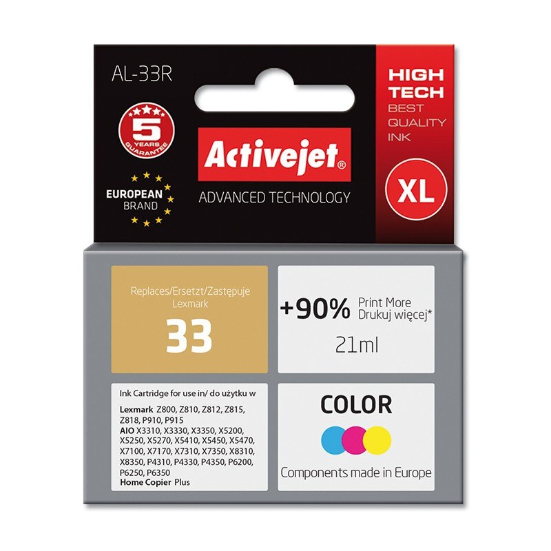 Cartus compatibil Lexmark 33XL, Tricolor, 21 ml, Premium Activejet