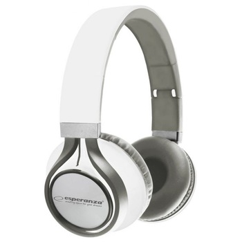 Casti stereo cu fir, on-ear, Jack 3.5 mm, control volum, ajustabile, alb, Esperanza Casti stereo cu fir, on-ear, Jack 3.5 mm, control volum, ajustabile, alb, Esperanza