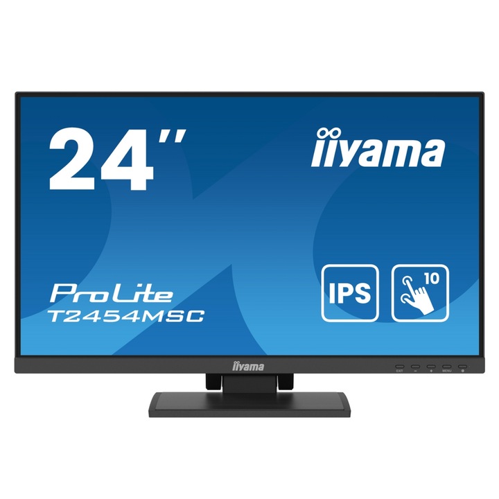Monitor IPS LED Iiyama 23,8" T2454MSC-B2AG, Full HD 1920 x 1080, HDMI, DisplayPort, hangszórók, érintőképernyő fekete
