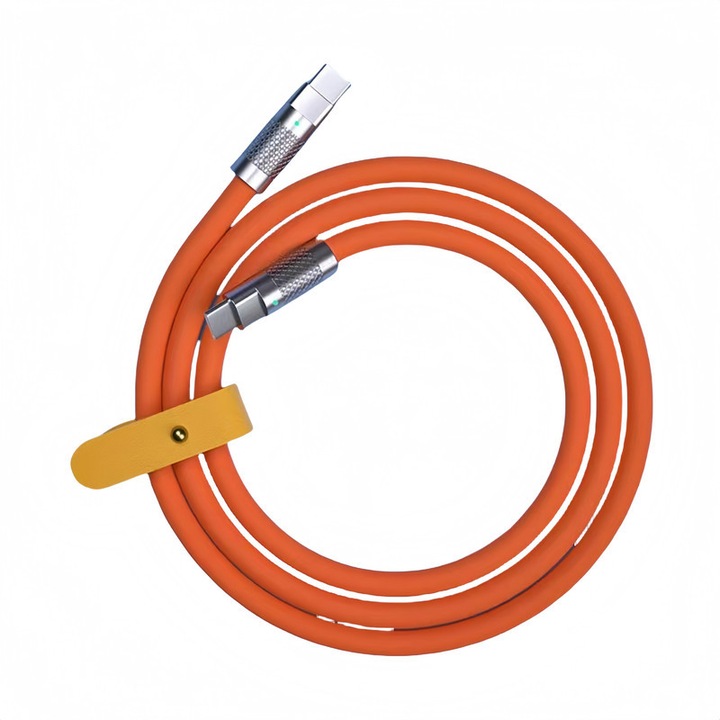 Cablu de date, USB-C, 1200W, 2m, Portocaliu/Argintiu