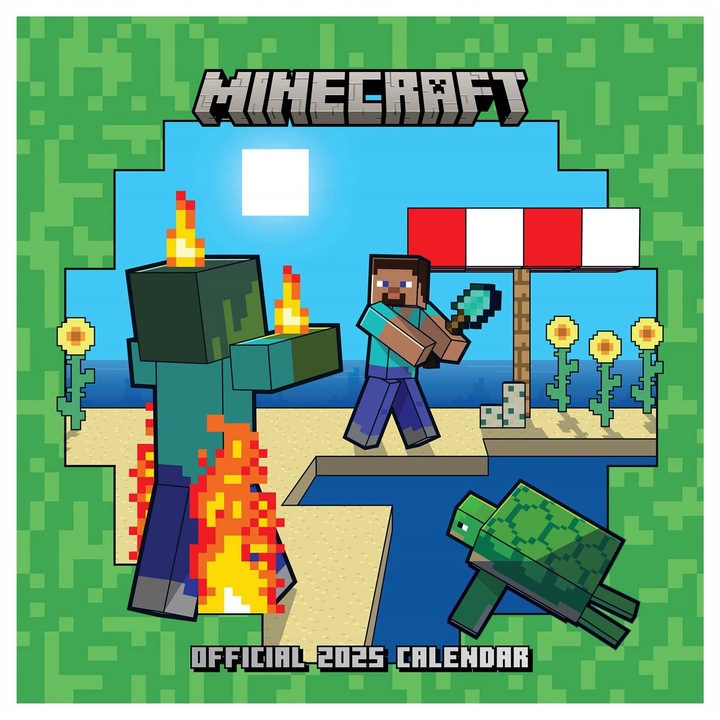 Calendar Minecraft 2025, multicolor
