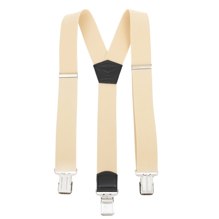 Bretele femei Topgal Y, reglabile, ecru, 3.9cm, piele, metal, universal